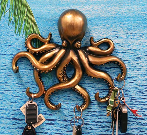 Ebros Gift The Call of Cthulhu Deep Sea Kraken Octopus Monster Wall Mount Key Holder Tentacle Hooks Sculpture Plaque Figurine 11.25" H