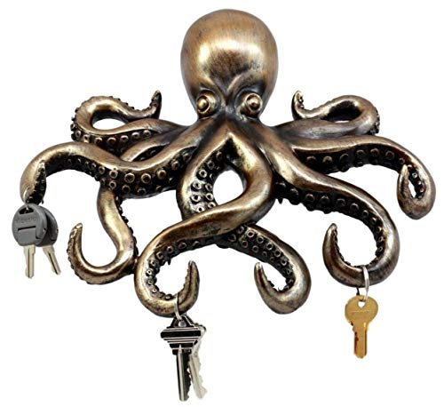 Ebros Gift The Call of Cthulhu Deep Sea Kraken Octopus Monster Wall Mount Key Holder Tentacle Hooks Sculpture Plaque Figurine 11.25" H