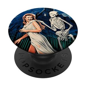 skeleton skull horror movie sexy pinup girl haunted house popsockets swappable popgrip