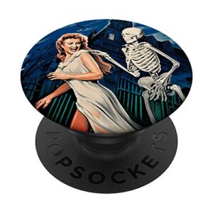 Skeleton Skull Horror Movie Sexy Pinup Girl Haunted House PopSockets Swappable PopGrip