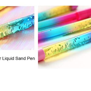 4pcs Fairy Stick Ballpoint Pen Glitter Liquid Sand Pen Bling Rainbow Dynamic Crystal Ball Pen Gel Ink Pen Student Pen Rollerball Pens for Women Girl Gift Stationery School Office Supplies (Blue Ink)