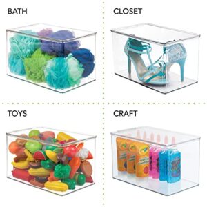 mDesign Stackable Plastic Craft Room Storage Container Box with Hinge Lid - Compact Organizer Holder Bin for Sewing Thread, Beads, Ribbon, Glitter, Clay - Lumiere Collection - 6 Pack - Clear