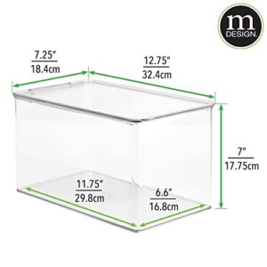 mDesign Stackable Plastic Craft Room Storage Container Box with Hinge Lid - Compact Organizer Holder Bin for Sewing Thread, Beads, Ribbon, Glitter, Clay - Lumiere Collection - 6 Pack - Clear