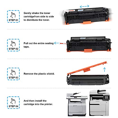 INK E-SALE Remanufactured Toner Cartridge Replacement for HP 312A 312X (4-Pack) CF380X CF381A CF382A CF383A use for Laserjet Pro MFP M476dn M476dw M476nw Printer