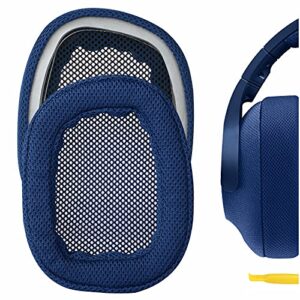 geekria quickfit mesh fabric replacement ear pads for logitech g433 g233 g pro headphones earpads, headset ear cushion repair parts (blue)