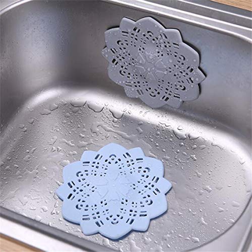 RUJFISH Silicone Hair Catcher Shower Drain Covers Universal Rubber Sink Strainer Drain Protector for Bathtub Kitchen Bathroom Hair Stopper Filter,Blue