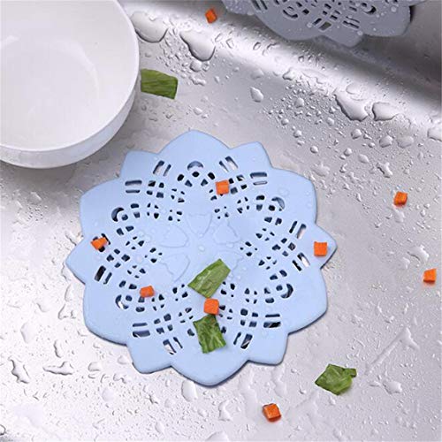 RUJFISH Silicone Hair Catcher Shower Drain Covers Universal Rubber Sink Strainer Drain Protector for Bathtub Kitchen Bathroom Hair Stopper Filter,Blue