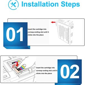 Run Star 5 Pack T127 Remanufactured Ink Cartridge Replacement for Epson 127 use for WF-3520 WF-3540 WF-7010 WF-7510 60 530 625 840 545 Printer (2 Black 1 Cyan 1 Magenta 1 Yellow)