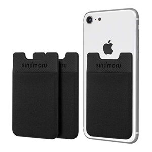 sinjimoru basic cell phone wallet stick on, phone card holder for back of phone functioning as adhesive iphone wallet & iphone card holder. sinji pouch basic 2 black 3 pack…