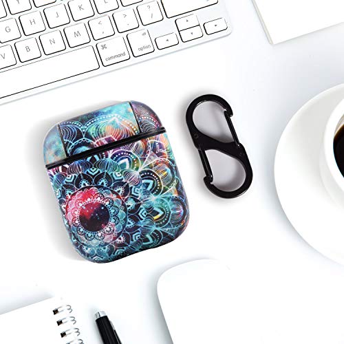 HIDAHE Airpods Case, AirPods Cases Cute, Airpods Skin, Airpods Accessories, Mandala Pattern Leather Case Cover Women Girls Hard Case for Airpods 1 & 2 Charging Case, Romantic Mandala in Galaxy