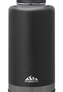 Hydrapeak 50oz Insulated Large Water Bottle - Leak Proof Stainless Steel Water Flask, Double Wall Vacuum Insulation Keeps Drinks COLD for 24 Hours and HOT for 12 Hours (Black)