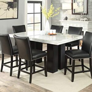 Steve Silver Camila Marble Top Rectangular 7-Piece Counter Height Dining Set - Black