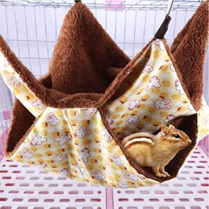 Tfwadmx Rat Double Hammock, Ferret Bunkbed Warm Fleece Hanging Bed Pet Cage Accessories Toys for Sugar Glider Degu Guinea Pig Gerbil Chinchilla Squirrel Hamster Mouse Mice(13.8x13.8 in)