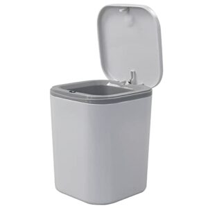 vababa grey 2 l/0.5 gallon tiny trash can, push-button mini garbage can