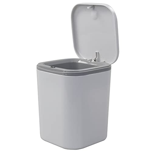 Vababa Grey 2 L/0.5 Gallon Tiny Trash Can, Push-Button Mini Garbage Can