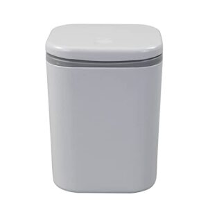 Vababa Grey 2 L/0.5 Gallon Tiny Trash Can, Push-Button Mini Garbage Can