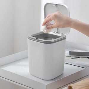 Vababa Grey 2 L/0.5 Gallon Tiny Trash Can, Push-Button Mini Garbage Can