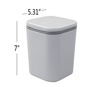 Vababa Grey 2 L/0.5 Gallon Tiny Trash Can, Push-Button Mini Garbage Can