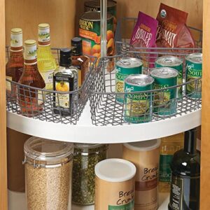 mDesign Wire Basket for Corner Cabinet Lazy Susan with Front Handle - Kitchen Cabinet, Shelf, and Pantry Corner Bin - 1/4 Wedge Organizer for Lazy Susan - Concerto Collection - 2 Pack - Graphite Gray