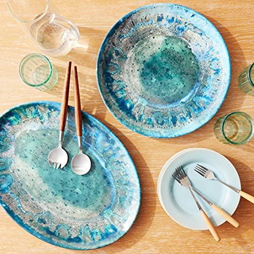 Certified International Radiance Teal 2-Piece Melamine Platter, Set, Multicolored