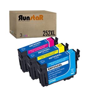 Run Star Remanufactured 252XL Ink Cartridge Replacement for Epson 252XL 252 T252XL for Workforce WF-3620 WF-3640 WF-7110 WF-7210 WF-7610 WF-7620 WF-7710 WF-7720 Printer, 3 Pack (Cyan/Magenta/Yellow)