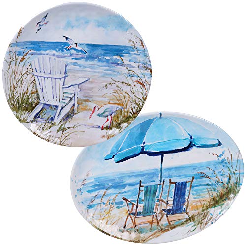 Certified International Ocean View 2-Piece Melamine Platter, Set, Multicolored