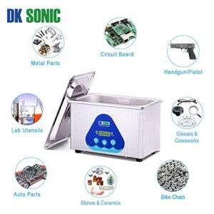 DK SONIC 42KHz Sonic Cleaner with Digital Timer and Basket for Jewelry, Ring, Eyeglasses, Denture, Watchband, Coins, Small Metal Parts, Daily Necessaries, etc (900ML, 110V)