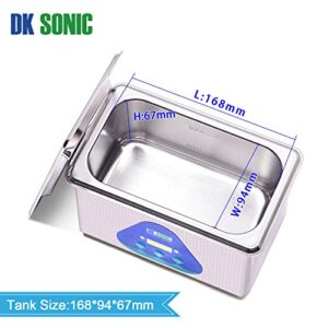 DK SONIC 42KHz Sonic Cleaner with Digital Timer and Basket for Jewelry, Ring, Eyeglasses, Denture, Watchband, Coins, Small Metal Parts, Daily Necessaries, etc (900ML, 110V)