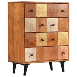 vidaxl solid acacia wood chest of drawers sturdy sleek honey finish metal legs sideboard storage cabinet home furniture
