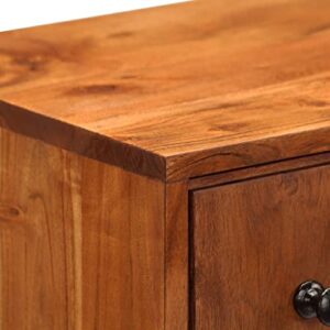 vidaXL Solid Acacia Wood Chest of Drawers Sturdy Sleek Honey Finish Metal Legs Sideboard Storage Cabinet Home Furniture