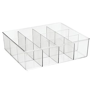 mDesign Plastic 12 Compartment Divided Drawer and Closet Storage Bin - Organizer for Scarves, Socks, Ties Bras, and Underwear - Dress Drawer Organizer, Shelf Organization - Lumiere Collection - Clear