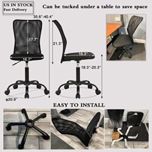 Ergonomic Office Chair with Lumbar Support Mesh Chair with Wheels Rolling Swivel Back Support Adjustable Executive Desk Chair, Modern PC Computer Desk Chair for Home Office Women Men by XXFBag - Black