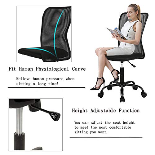 Ergonomic Office Chair with Lumbar Support Mesh Chair with Wheels Rolling Swivel Back Support Adjustable Executive Desk Chair, Modern PC Computer Desk Chair for Home Office Women Men by XXFBag - Black