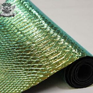 Fabric Empire Vinyl Upholstery Embossed Snake Hologram Glossy Holographic Fabric 54" Wide Sold by The Yard (Copper)