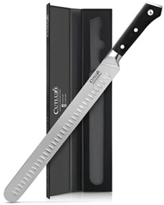 cutluxe slicing carving knife – 12" brisket knife, meat cutting and bbq knife – razor sharp german steel – full tang & ergonomic handle design – artisan series