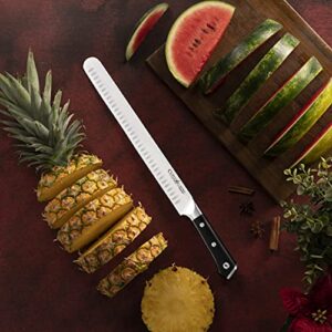 Cutluxe Slicing Carving Knife – 12" Brisket Knife, Meat Cutting and BBQ Knife – Razor Sharp German Steel – Full Tang & Ergonomic Handle Design – Artisan Series