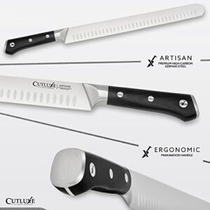 Cutluxe Slicing Carving Knife – 12" Brisket Knife, Meat Cutting and BBQ Knife – Razor Sharp German Steel – Full Tang & Ergonomic Handle Design – Artisan Series