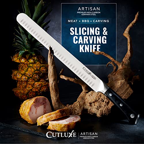 Cutluxe Slicing Carving Knife – 12" Brisket Knife, Meat Cutting and BBQ Knife – Razor Sharp German Steel – Full Tang & Ergonomic Handle Design – Artisan Series