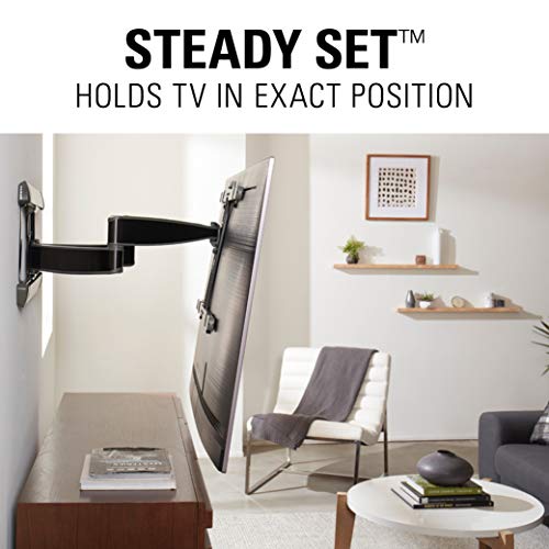 Sanus Premium Full Motion TV Wall Mount for TVs Up to 90" - Brushed Black Finish with FluidMotion™ Design for Smooth Extension, Swivel & Tilt