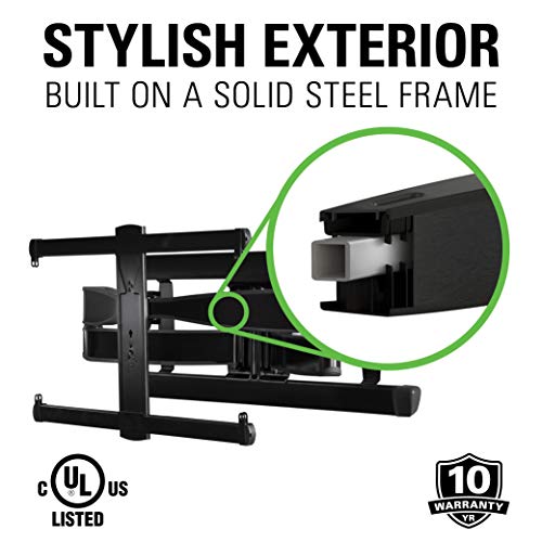 Sanus Premium Full Motion TV Wall Mount for TVs Up to 90" - Brushed Black Finish with FluidMotion™ Design for Smooth Extension, Swivel & Tilt