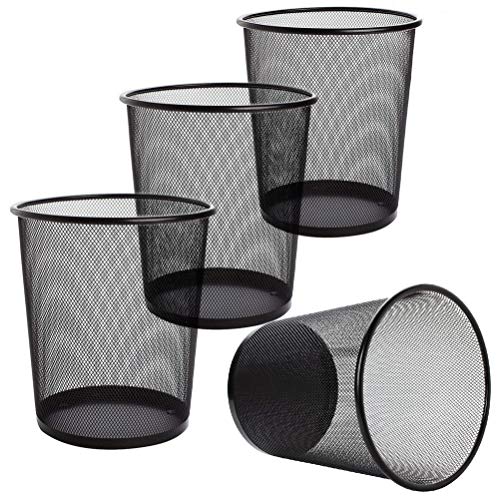 LAWEI 4 Pack Trash Can Mesh Round Open Top Wastebasket - 2.5 Gallon Recycling Bins Garbage Waste Baskets for Office Home