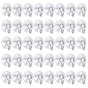 awpeye suction cup hooks, 1.77 inches universal clear pvc suction cups for shower removable window suction cups with hooks for kitchen bathroom, wall, glass-40 packs