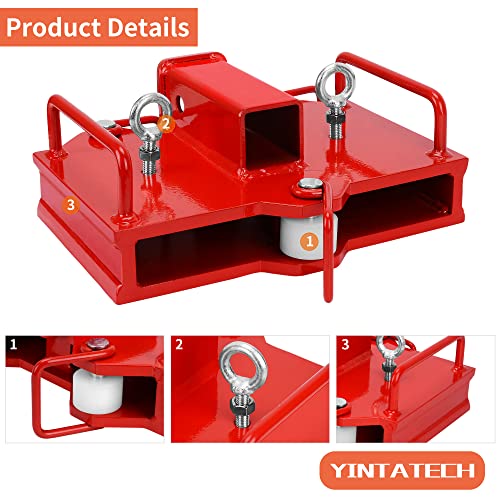 YINTATECH 2" Trailer Hitch Receiver for Dual Pallet Forks, Forklift 2" Insert Towing Adapter Attachment