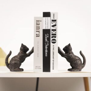 Ambipolar Cat Decorative Bookends, Unique Book Ends to Hold Books Heavy Duty for Office Desk, Vintage Antique Black Home Decor, Shelf Decoration, Modern Living Room Decor