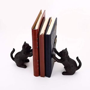 Ambipolar Cat Decorative Bookends, Unique Book Ends to Hold Books Heavy Duty for Office Desk, Vintage Antique Black Home Decor, Shelf Decoration, Modern Living Room Decor