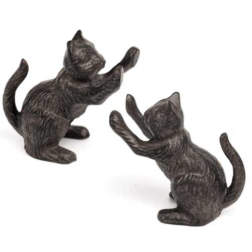 Ambipolar Cat Decorative Bookends, Unique Book Ends to Hold Books Heavy Duty for Office Desk, Vintage Antique Black Home Decor, Shelf Decoration, Modern Living Room Decor