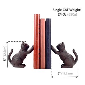 Ambipolar Cat Decorative Bookends, Unique Book Ends to Hold Books Heavy Duty for Office Desk, Vintage Antique Black Home Decor, Shelf Decoration, Modern Living Room Decor