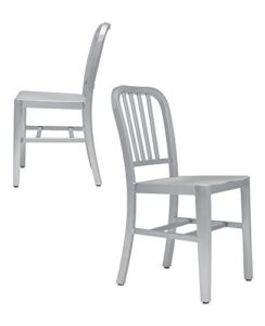 laura davidson furniture set of 2 bryant side chairs for dining & office- commercial grade and lightweight with arm rest, made of aluminum, aluminum