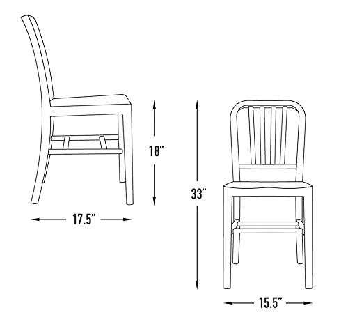 Laura Davidson Furniture Set of 2 Bryant Side Chairs for Dining & Office- Commercial Grade and Lightweight with Arm Rest, Made of Aluminum, Aluminum