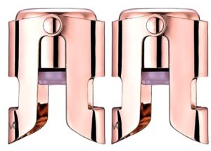 owo champagne stopper, stainless steel bottle plug sealer for sparkling wine, superior leak-proof bubble retaining saver, no sharp edge, no spill, fizz saver, passed press test (rose gold)